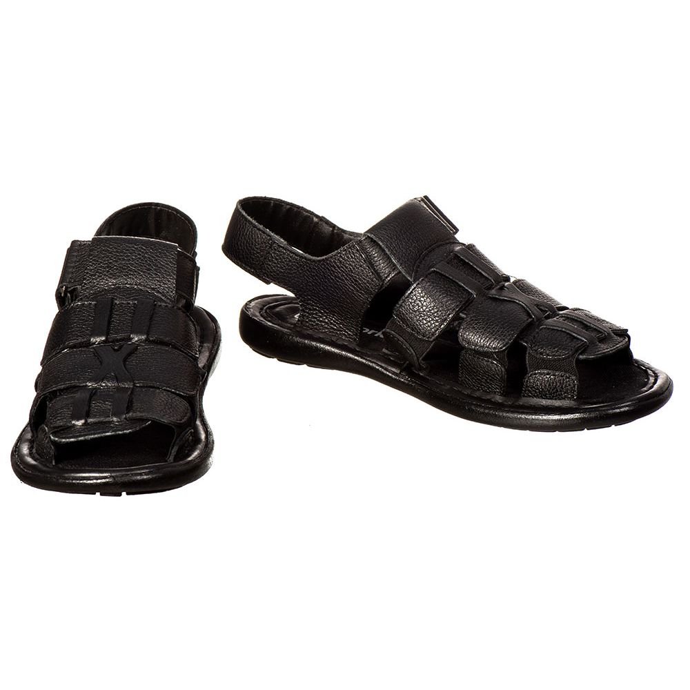 sandália masculina conforto fechada em couro pelica preto