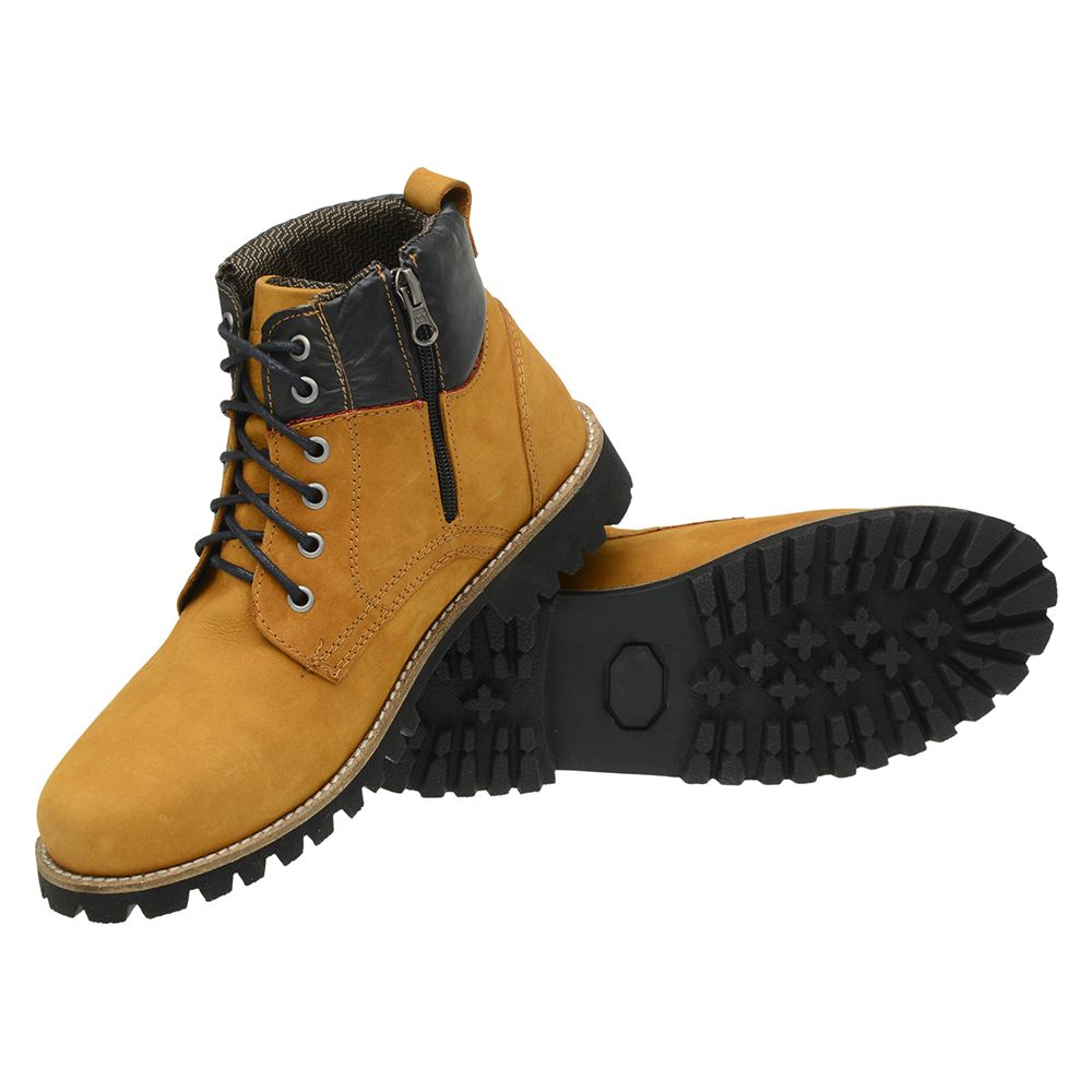 bota masculina couro amarela