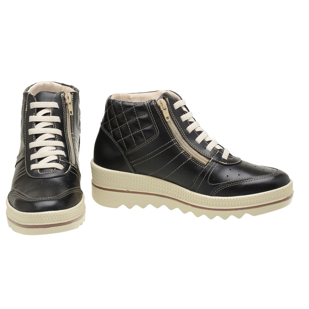 tênis couro cano alto feminino