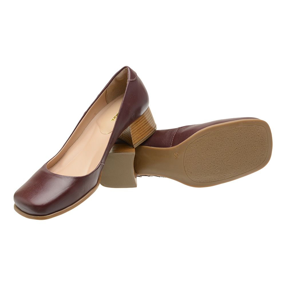 Sapato Boneca Retro Feminino Bico Quadrado Em Couro Vinho 3164 - FKV  Calçados