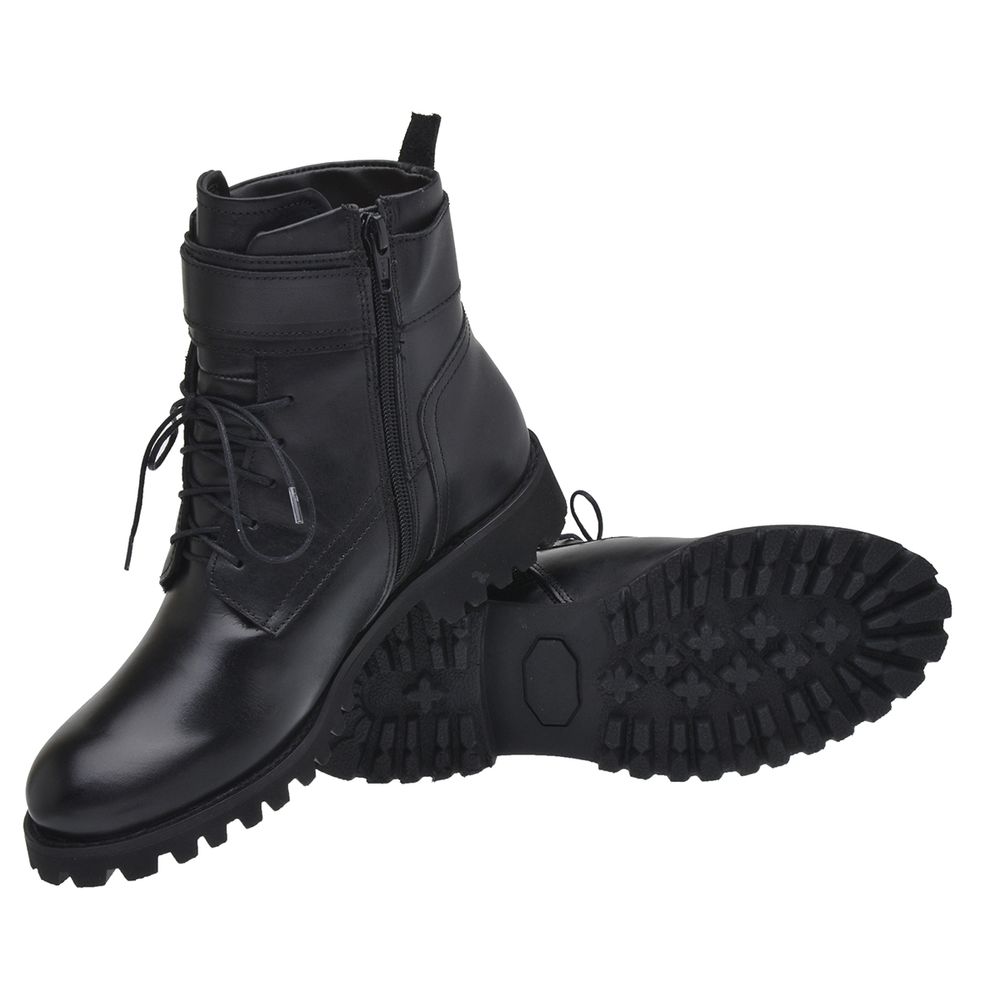 coturno feminino preto couro