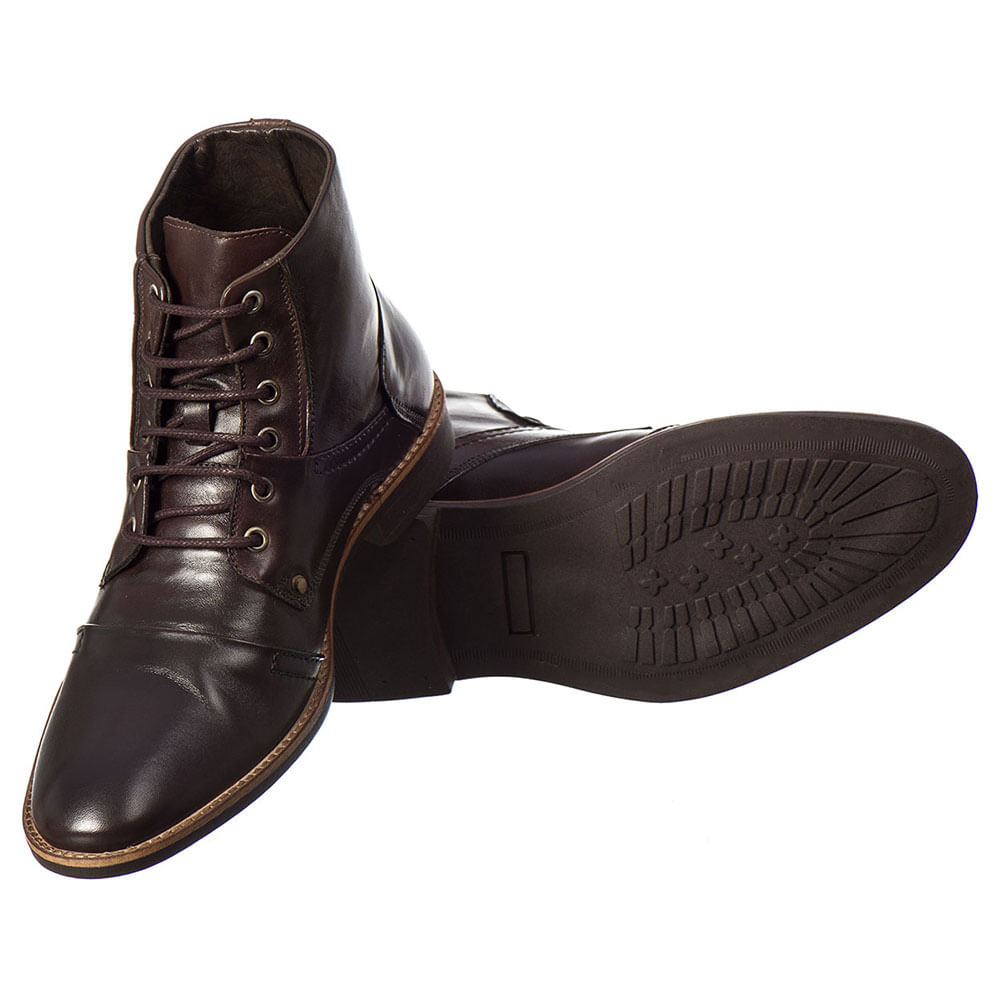 Bota Masculina Social Malbork Couro Café Sola Borracha 32126 - FKV Calçados