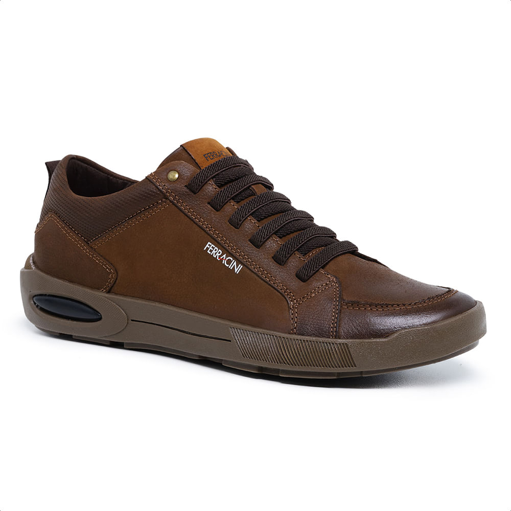 Tenis-Ferracini-Casual-em-Couro-Marrom-Fosco-Sistema-Conforto-2262M-01