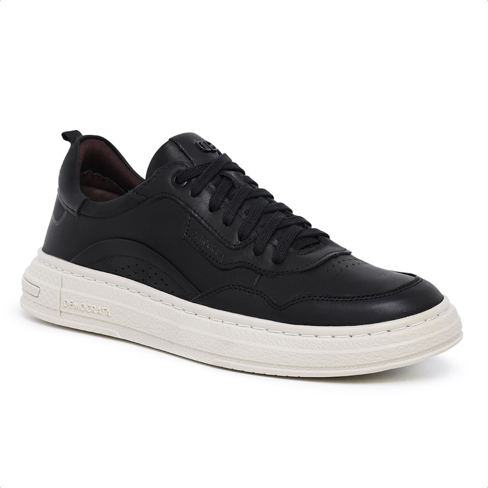 Tenis-Casual-Democrata-em-Couro-Preto-240201P-01